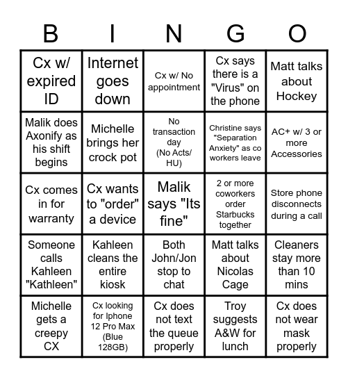 Freedom BINGO Card