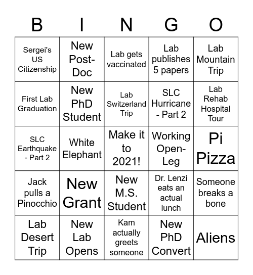 BE Lab 2021 Bingo Card