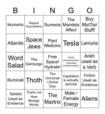 Squiddy Spirit Science Bingo Card