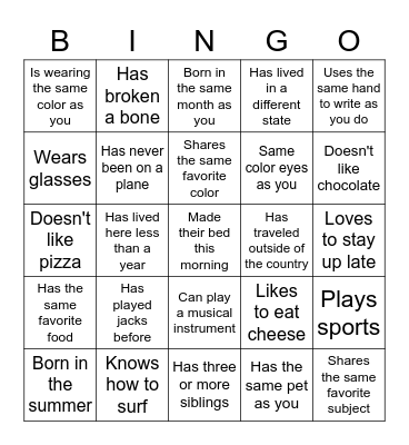 FIND SOMEONE WHO Bingo Card