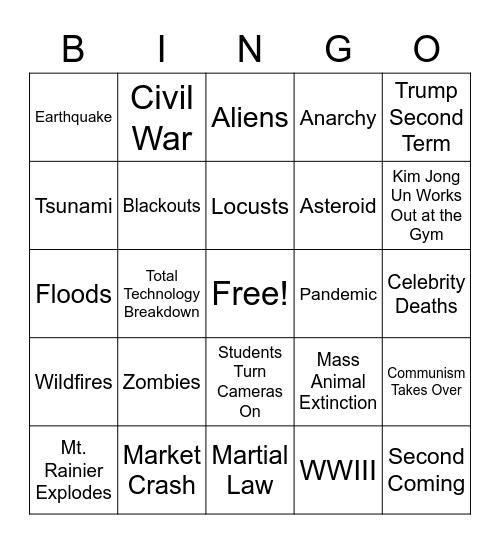 2021 BINGO Card