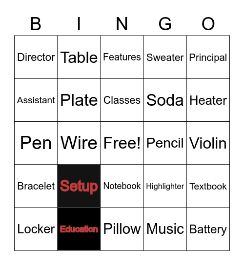Upward Bound Bingo Card