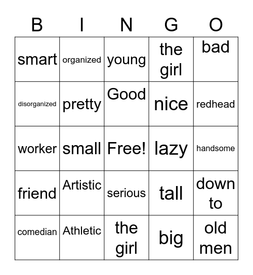 Spanish Words Bingo Card