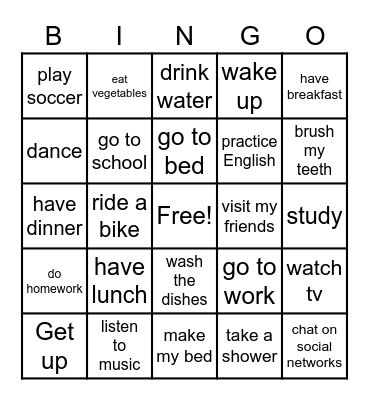 Routines Bingo Card