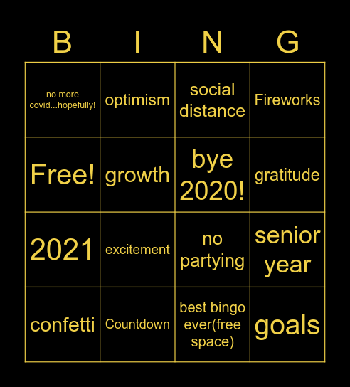 Happy New Year! - Class of 2022 Events Committee Bingo Card