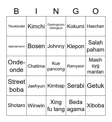 Punya Berlin Bingo Card