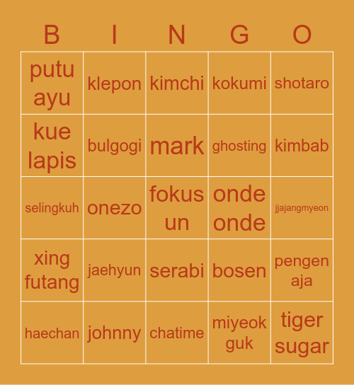🧡 Bingo Card