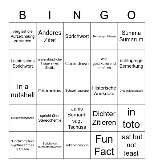 Ducho Bingo Card