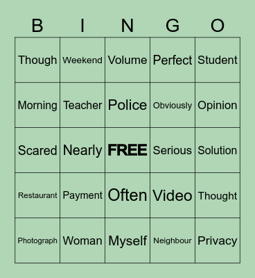 BINGO Card