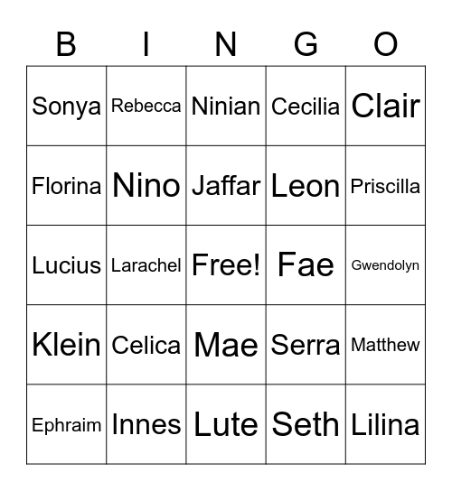 Resplendent Bingo Card