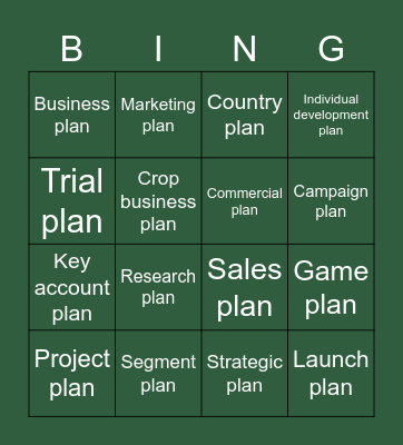 Bingo PV Plan Bingo Card