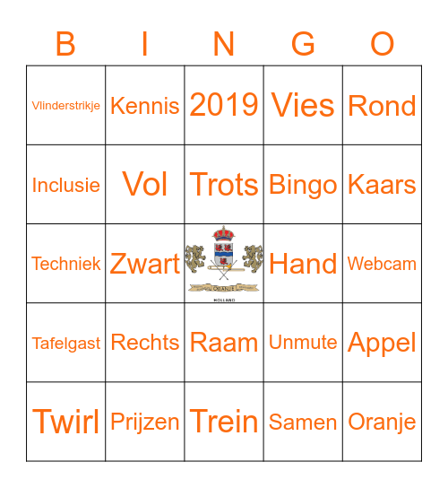Nieuwjaarsborrel Oranje Bingo Card