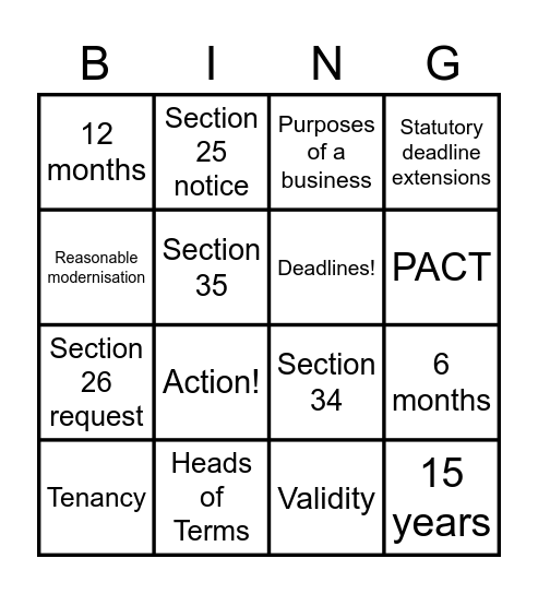 Lease Renewal Bingo! Bingo Card