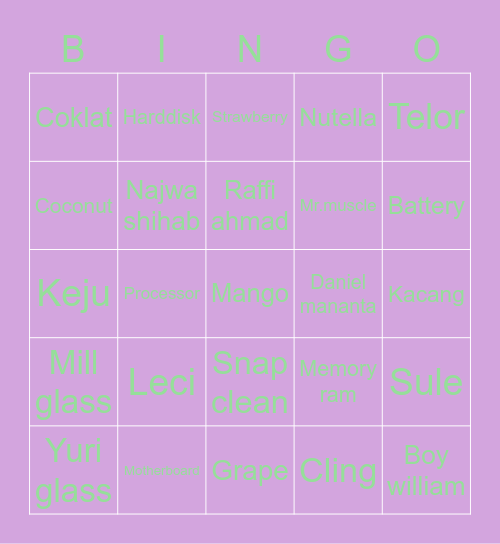 L Bingo Card