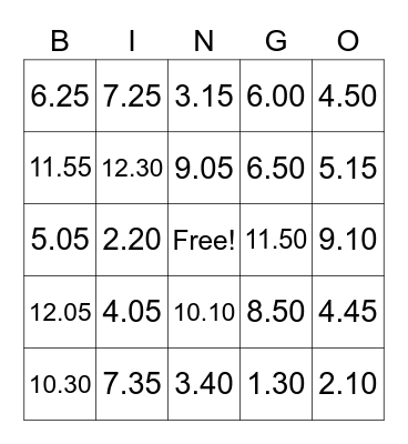 What's the time bingo Card