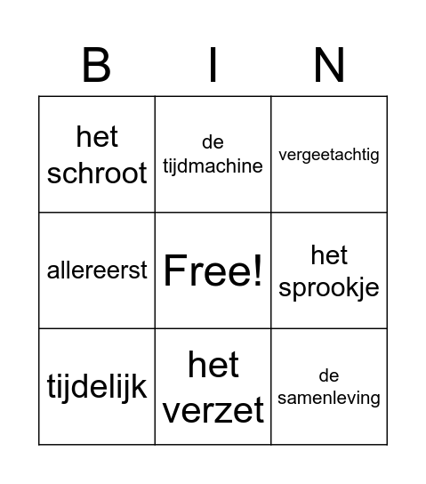 Bingo thema 4 Bingo Card