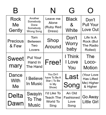 Whistle Misc. Hits #2 Bingo Card