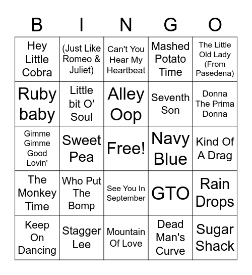 Whistle Misc. Hits #3 Bingo Card