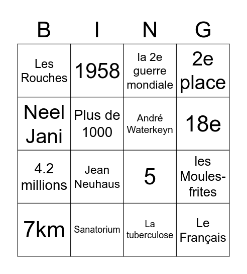 LA BELGIQUE Bingo Card