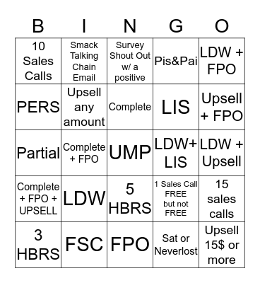 Selling Like a Champ Bingo Card