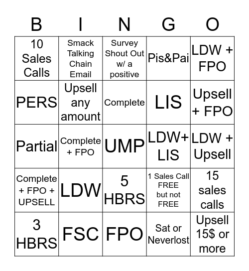 Selling Like a Champ Bingo Card