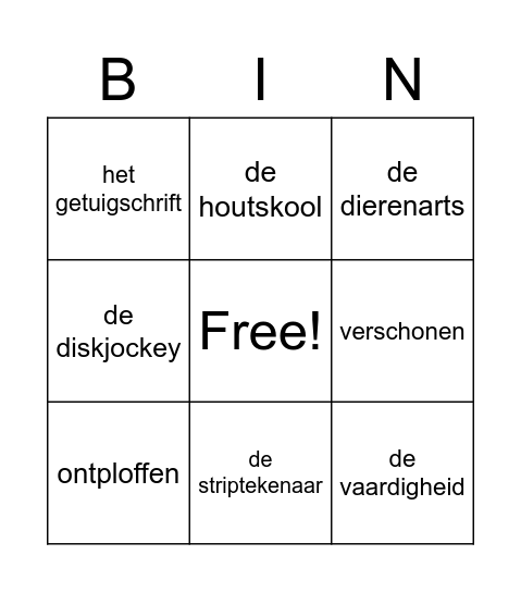 Bingo thema 8 Bingo Card