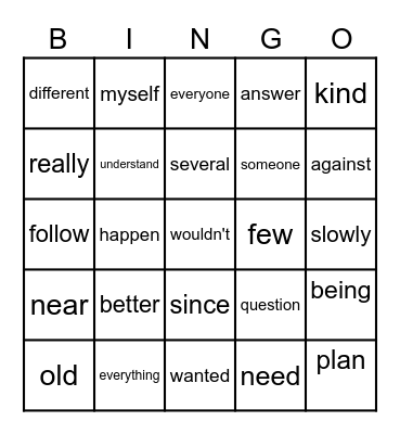 SIGHT WORDS!!! Bingo Card