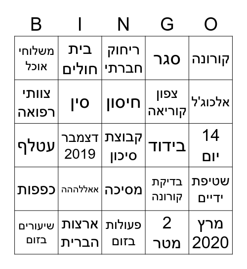 רפואה Bingo Card