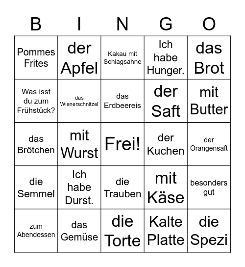 Kapitel 6 German Bingo Card
