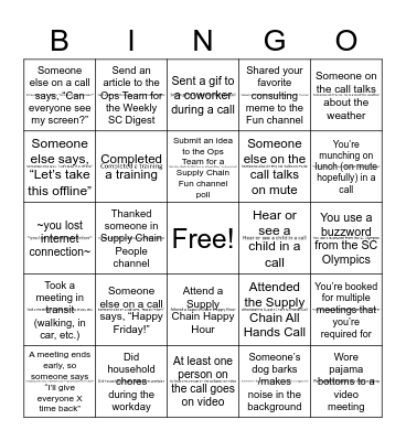 Digital Supply Chain Bingo Card