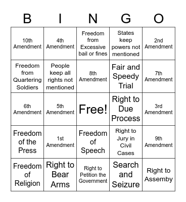 Bill of Rights Bingo! Bingo Card