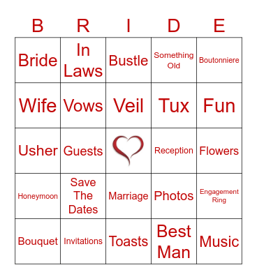 Bridal Shower Bingo Card