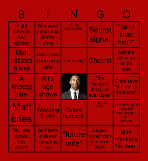 BACHELOR BINGO Card