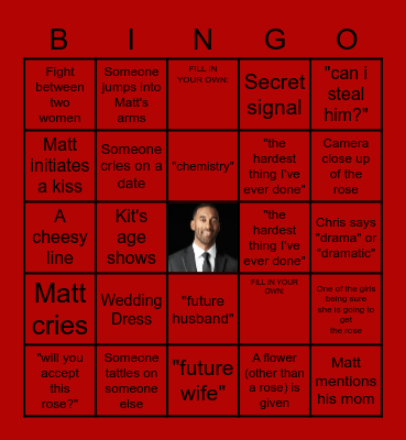 BACHELOR BINGO Card