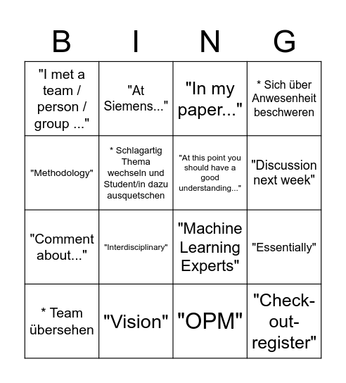 Software Engineering Bingo Card