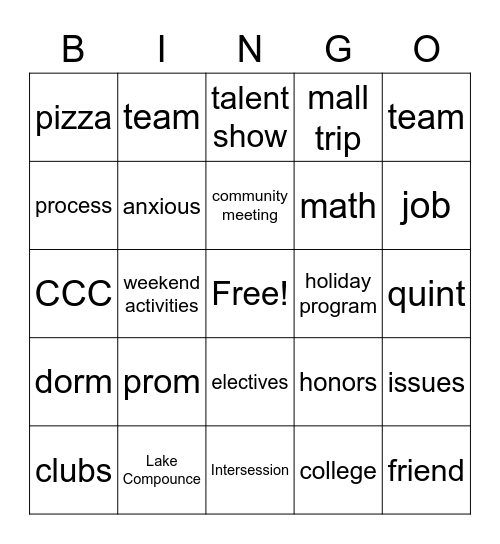 FRANLIN ALUMNI REUNION #1 Bingo Card