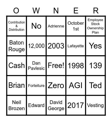 AGI ESOP BINGO! Bingo Card