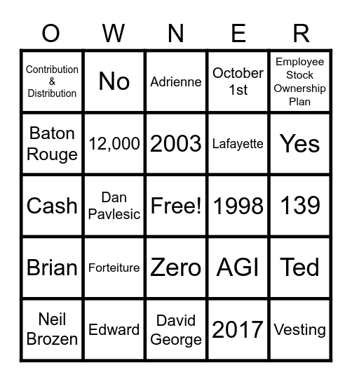 AGI ESOP BINGO! Bingo Card