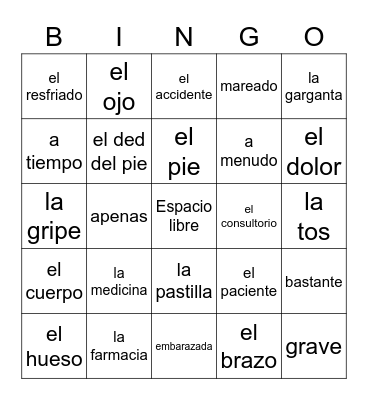 En el consultorio Bingo Card