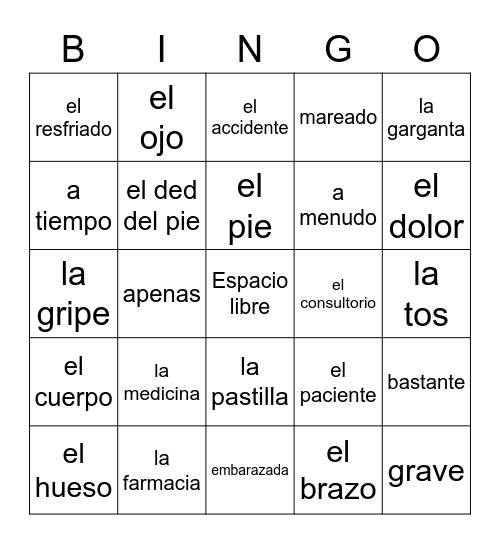 En el consultorio Bingo Card