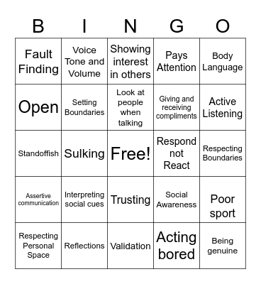 Communication Skills Bingo Card