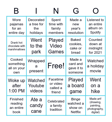 Winter Break BINGO! Bingo Card