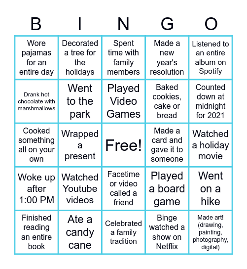 Winter Break BINGO! Bingo Card