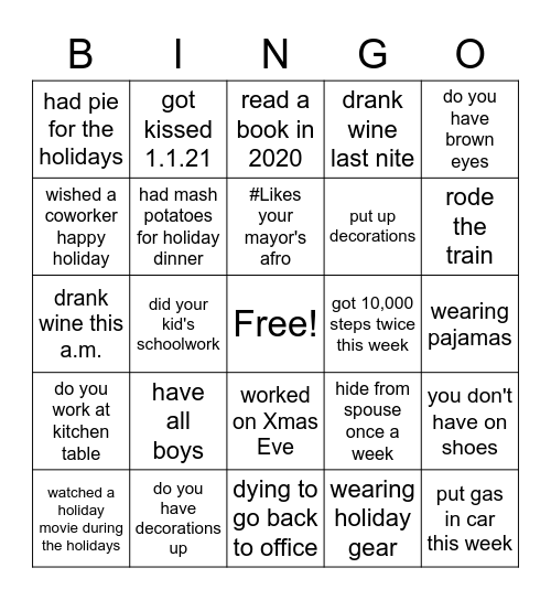 Dept. of Audits 1st Virtual Bingo Card