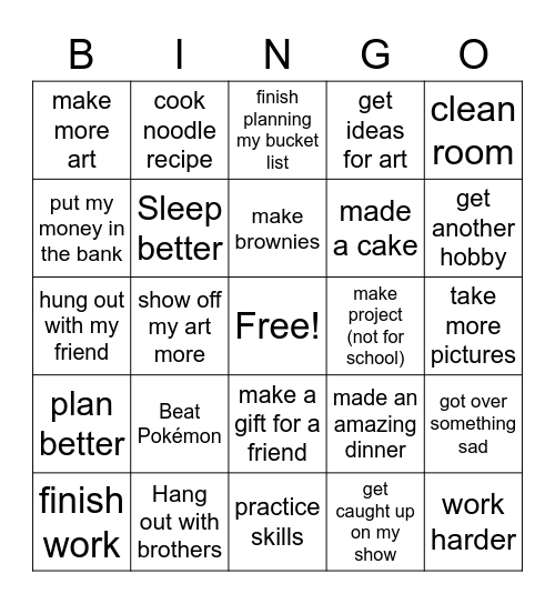 Wellness Bingo Card