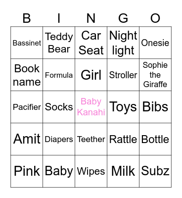 Baby Kanhai Bingo! Bingo Card