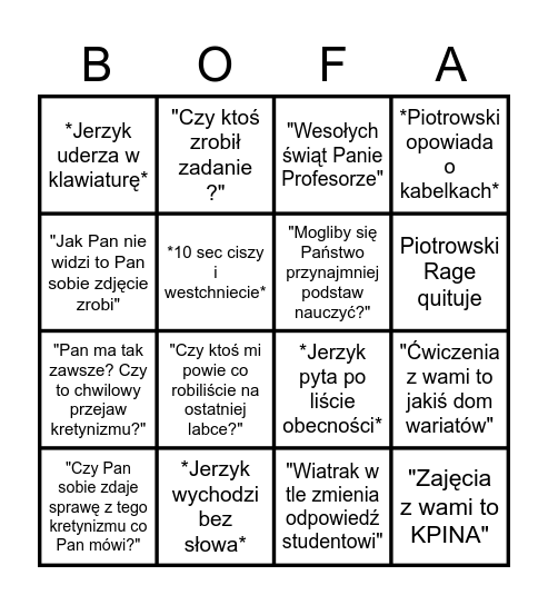 POFA Bingo Card