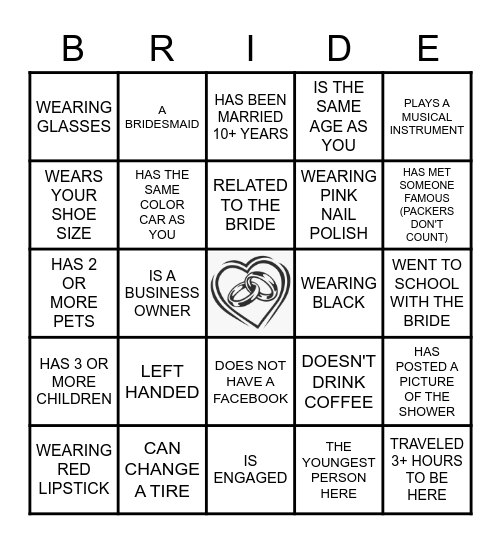 FIND THE GUEST BINGO Card