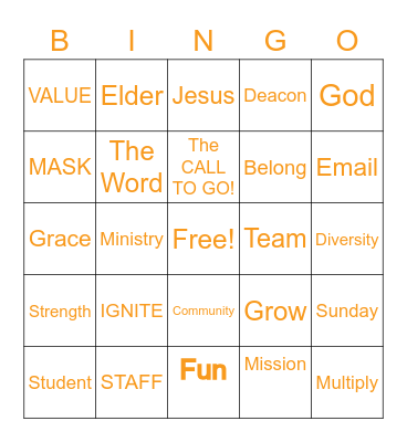 Staff Boot Camp Bingo Card