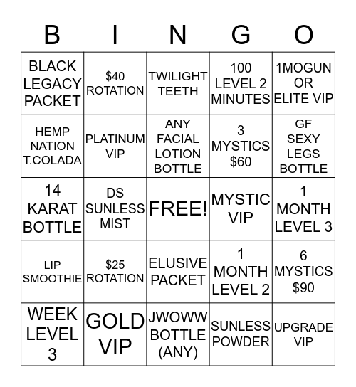 Untitled Bingo Card